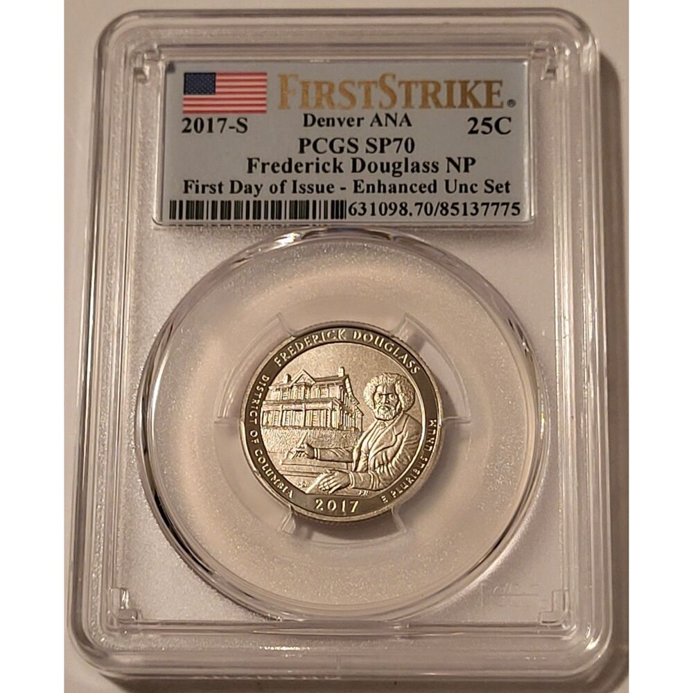 2017 S Frederick Douglass NP Quarter Enhanced SP70 PCGS First Strike Denver ANA